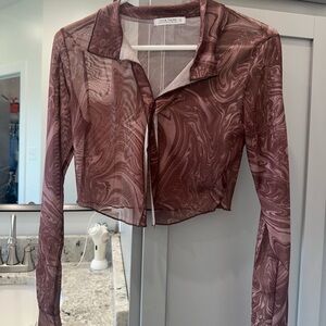 Mesh Brown Swirl Top